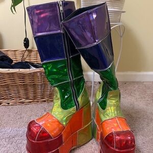 Rainbow stacks demonia platform boots